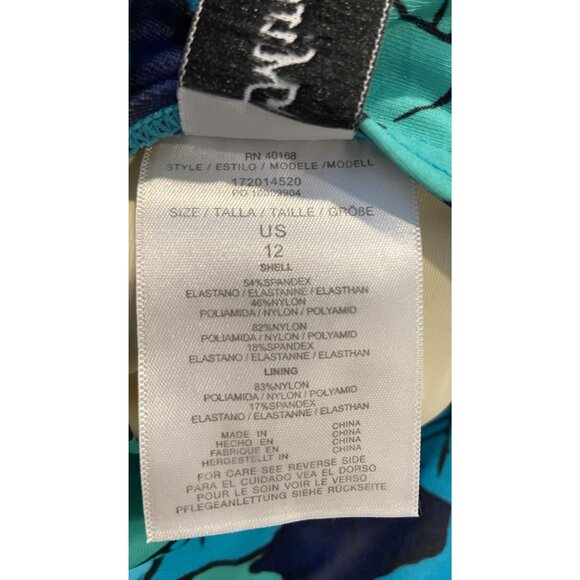 Miraclesuit Bathing Suit Swim One Piece Green Blue Tucan Tropical Size 12 - Picture 4 of 4